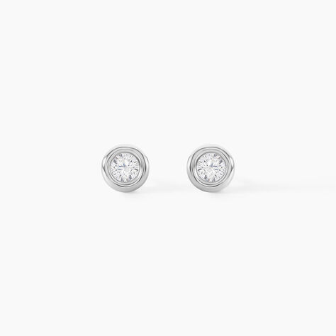 Boucles D'oreilles Puces Eden Serti Pneu Or Blanc Oxyde De Zirconium - Puces Femme | Marc Orian