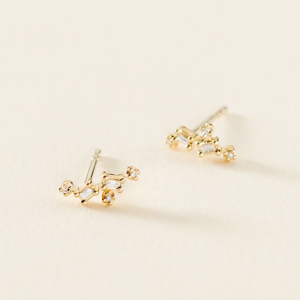 Boucles D'oreilles Puces Joy Or Jaune Diamant -  Femme | Marc Orian