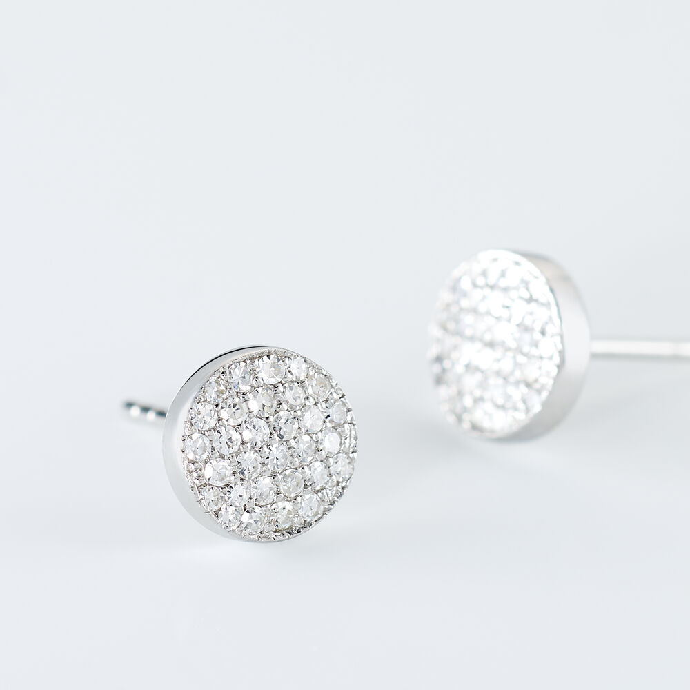 Boucles D'oreilles Puces Kristin Or Blanc Diamant - Puces Femme | Marc Orian