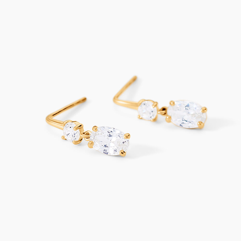 Boucles D'oreilles Pendantes Gulbeyaz Or Jaune Oxyde De Zirconium - Pendantes Femme | Marc Orian