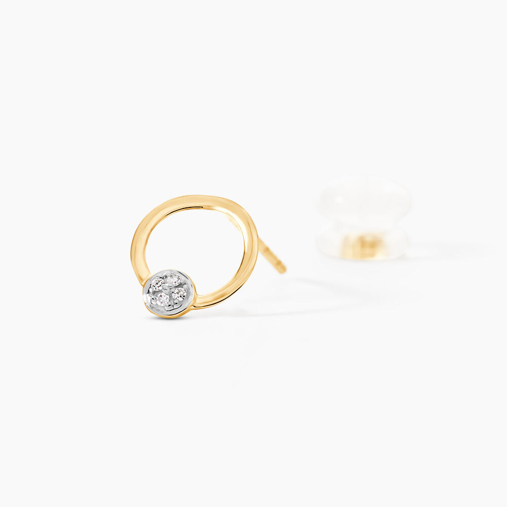 Boucles D'oreilles Puces Or Jaune Akiva Diamants - Puces Femme | Marc Orian