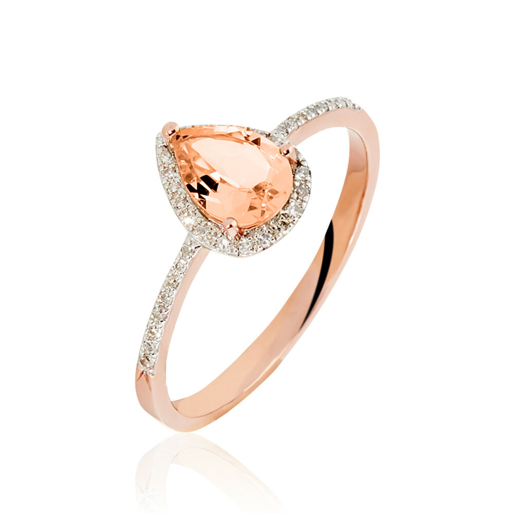 Bague Alice Or Rose Morganite Et Oxyde De Zirconium - Bagues pierres fines Femme | Marc Orian
