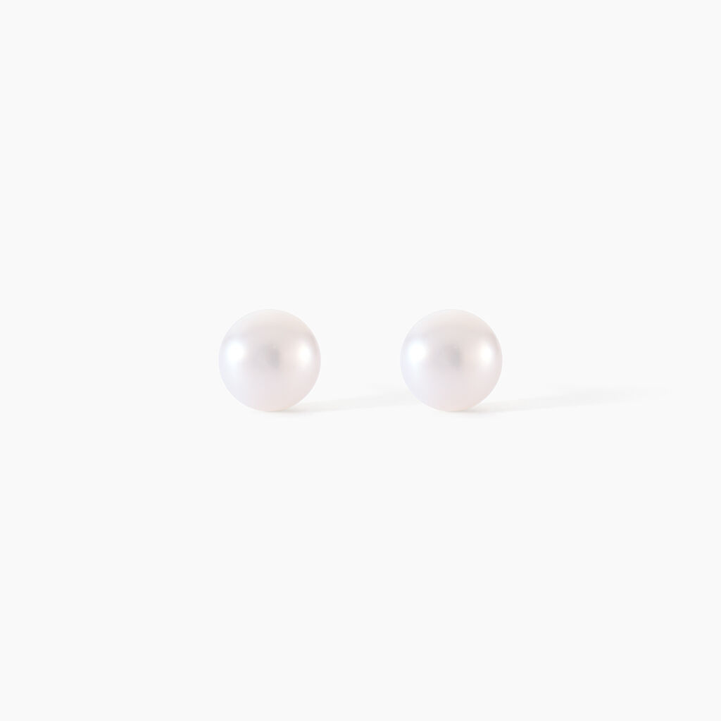 Boucles D'oreilles Puces Kesya Nacres Bouton Or Jaune Perle De Culture - Boucles d'oreilles mariage Famille | Marc Orian