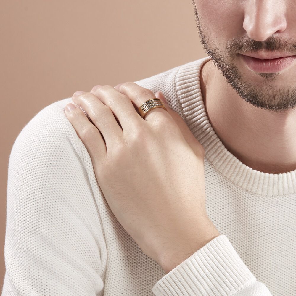 Bague Andro Acier Bicolore - Bagues grosses Homme | Marc Orian