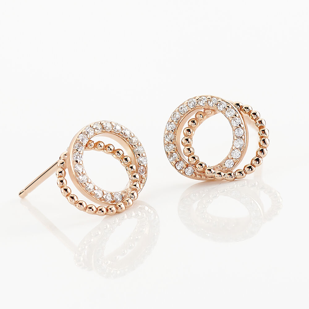 Boucles D'oreilles Puces Janne Argent Rose Oxyde De Zirconium - Puces Femme | Marc Orian