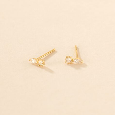 Boucles D'oreilles Puces Huey Or Jaune Oxyde De Zirconium - Puces Femme | Marc Orian