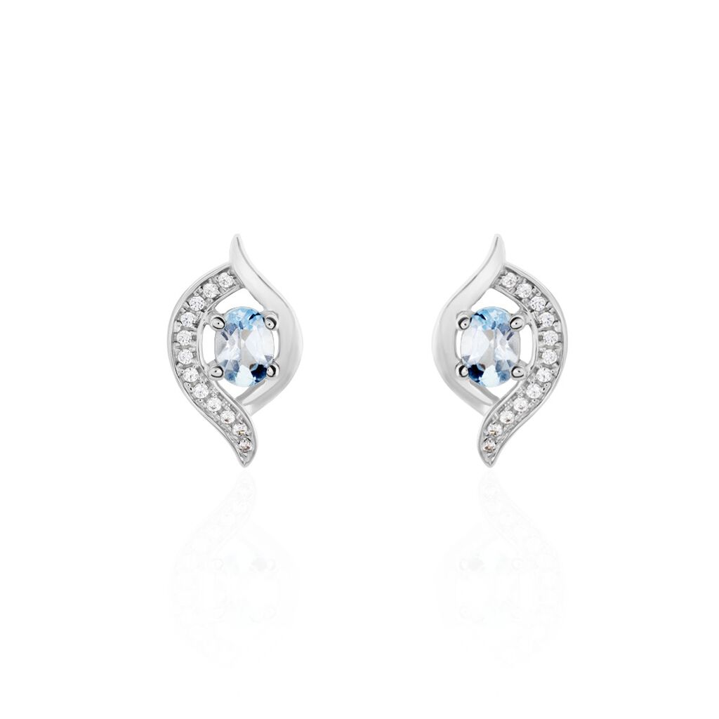 Boucles D'oreilles Lydia Or Blanc Topaze Oxyde - Puces Femme | Marc Orian