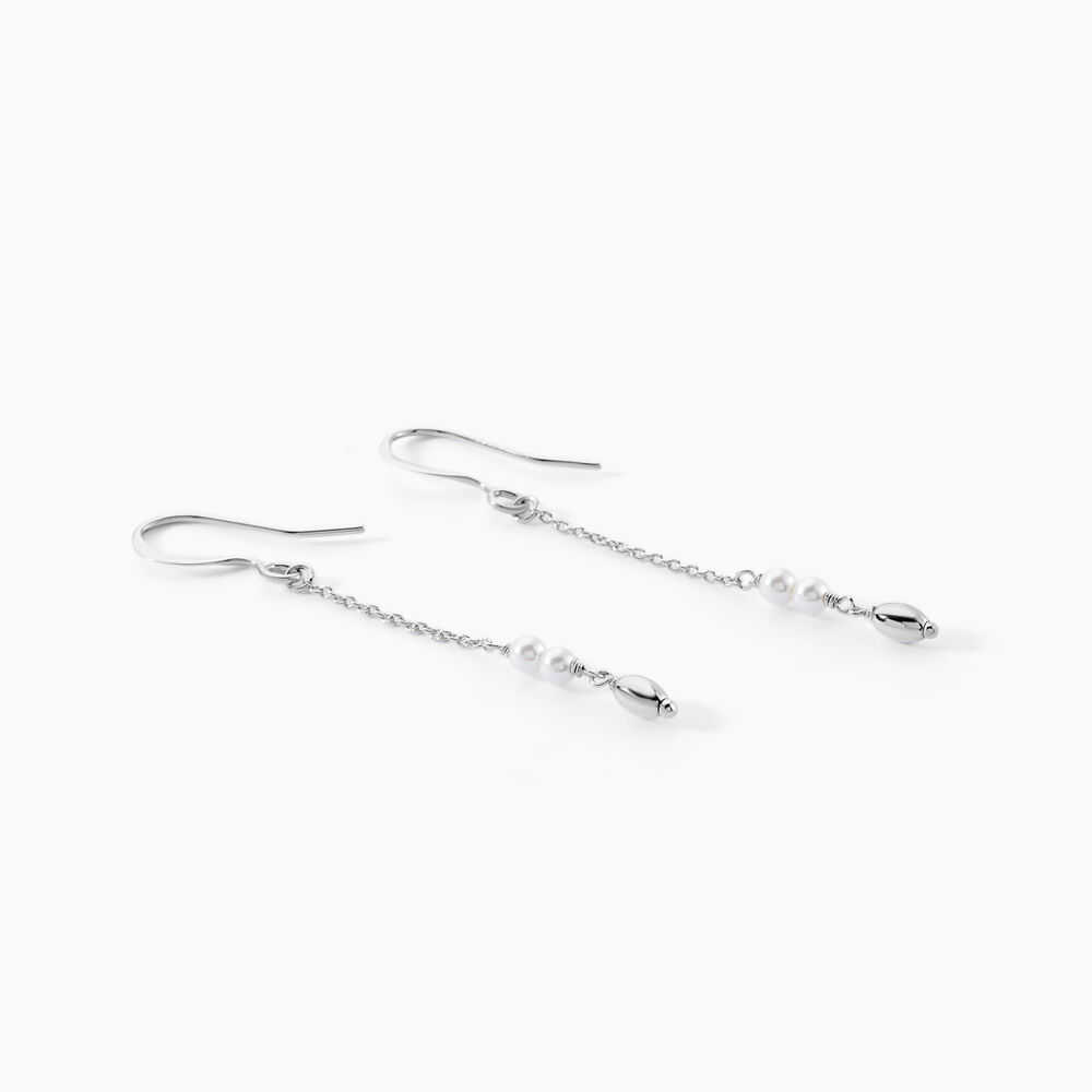 Boucles D'oreilles Pendantes Felisia Argent Blanc Cristaux Swarovski - Pendantes Femme | Marc Orian