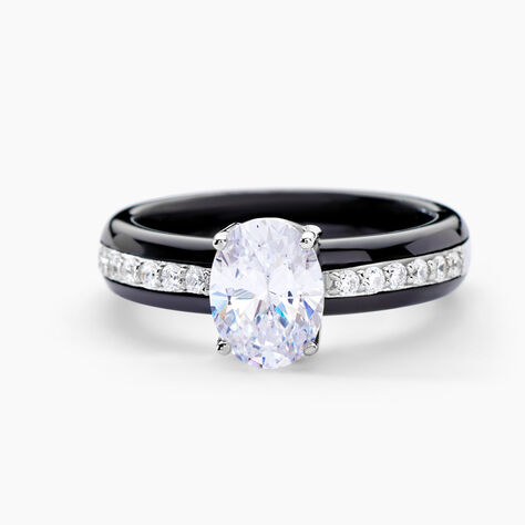 Bague Solitaire Neville Argent Blanc C&eacute;ramique Et Oxyde De Zirconium - Bagues de promesse Femme | Marc Orian
