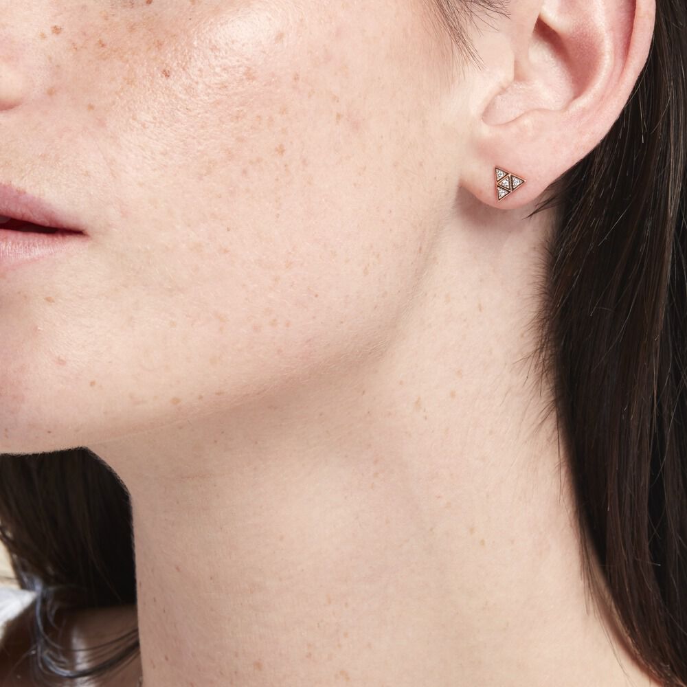 Boucles D'oreilles Puces Argent Rose Doron Oxydes De Zirconium - Puces Femme | Marc Orian