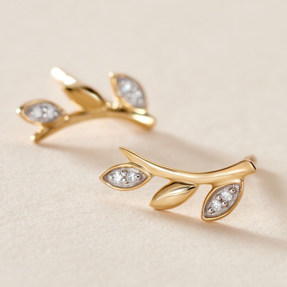 Boucles D'oreilles Puces Laverna Or Jaune Diamant - Puces Femme | Marc Orian