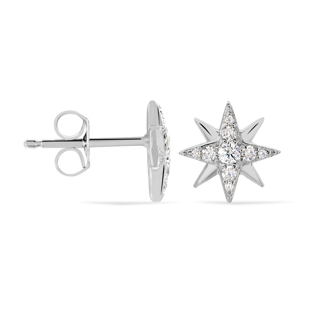 Boucles D'oreilles Puces Shanis Argent Blanc Oxyde De Zirconium - Puces Femme | Marc Orian