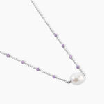 Collier Kerri Argent Blanc Perle De Culture Am&eacute;thyste - Colliers avec pierres Femme | Marc Orian