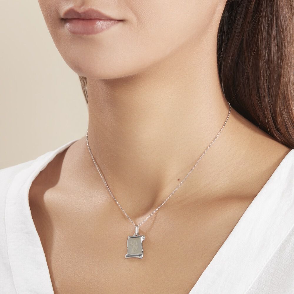 Pendentif Zodiaque Parchemin Argent Blanc - Bijoux personnalisés Famille | Marc Orian