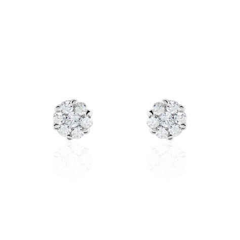 Boucles D'oreilles Puces Eleanor Fleur Or Blanc Oxyde De Zirconium - Puces Femme | Marc Orian