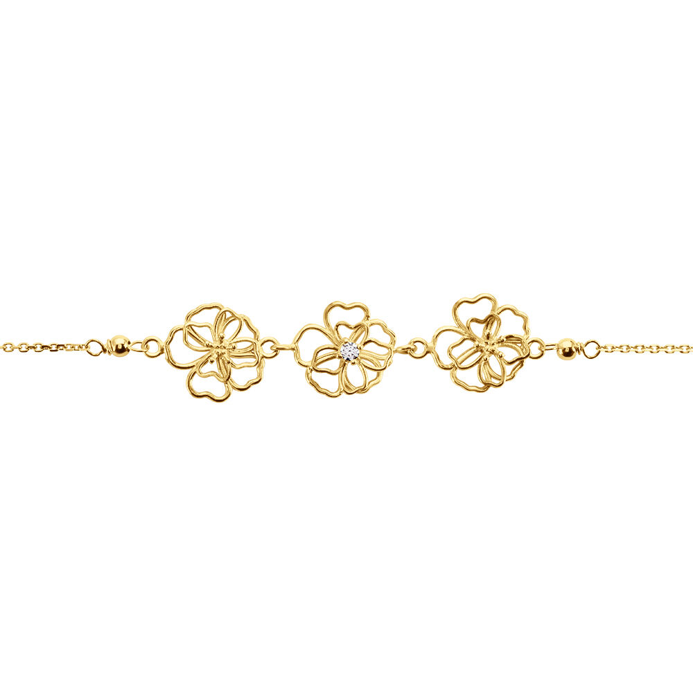Bracelet Floraison Dor&eacute;e Or Jaune Oxyde De Zirconium - Bracelets cha&icirc;nes Femme | Marc Orian