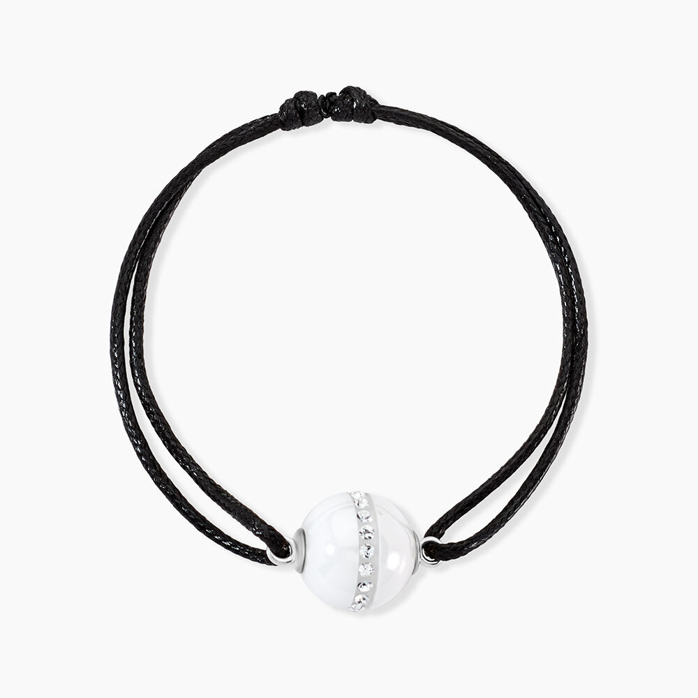 Bracelet Nina Cera Argent Blanc Céramique Et Strass - Bracelets cordons Femme | Marc Orian