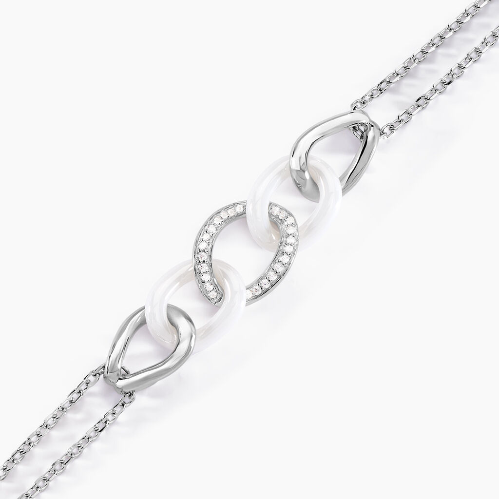 Bracelet Link Argent Blanc Céramique Et Oxyde De Zirconium - Bracelets chaînes Femme | Marc Orian