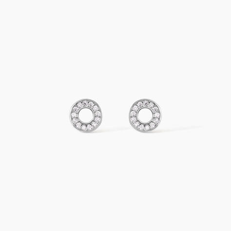 Boucles D'oreilles Puces Argent Blanc Eujen Oxydes De Zirconium - Puces Femme | Marc Orian