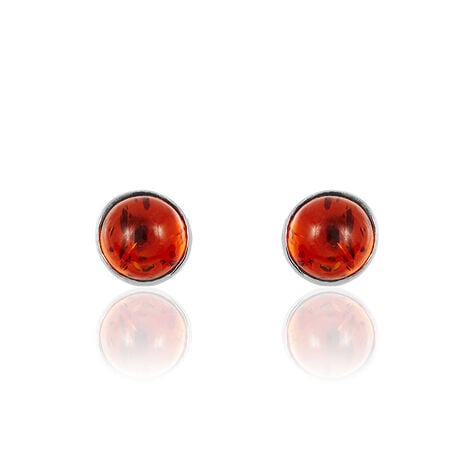 Boucles D'oreilles Puces Brunhild Argent Blanc Ambre - Puces Femme | Marc Orian