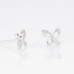 Boucles D'oreilles Puces Papillon Or Blanc Diamant - Puces Femme | Marc Orian
