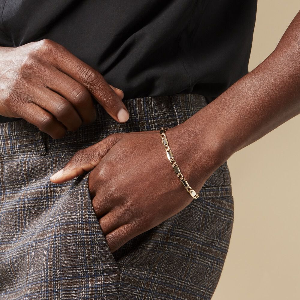 Bracelet Danae Plaquette Or Bicolore - Bracelets mailles Homme | Marc Orian