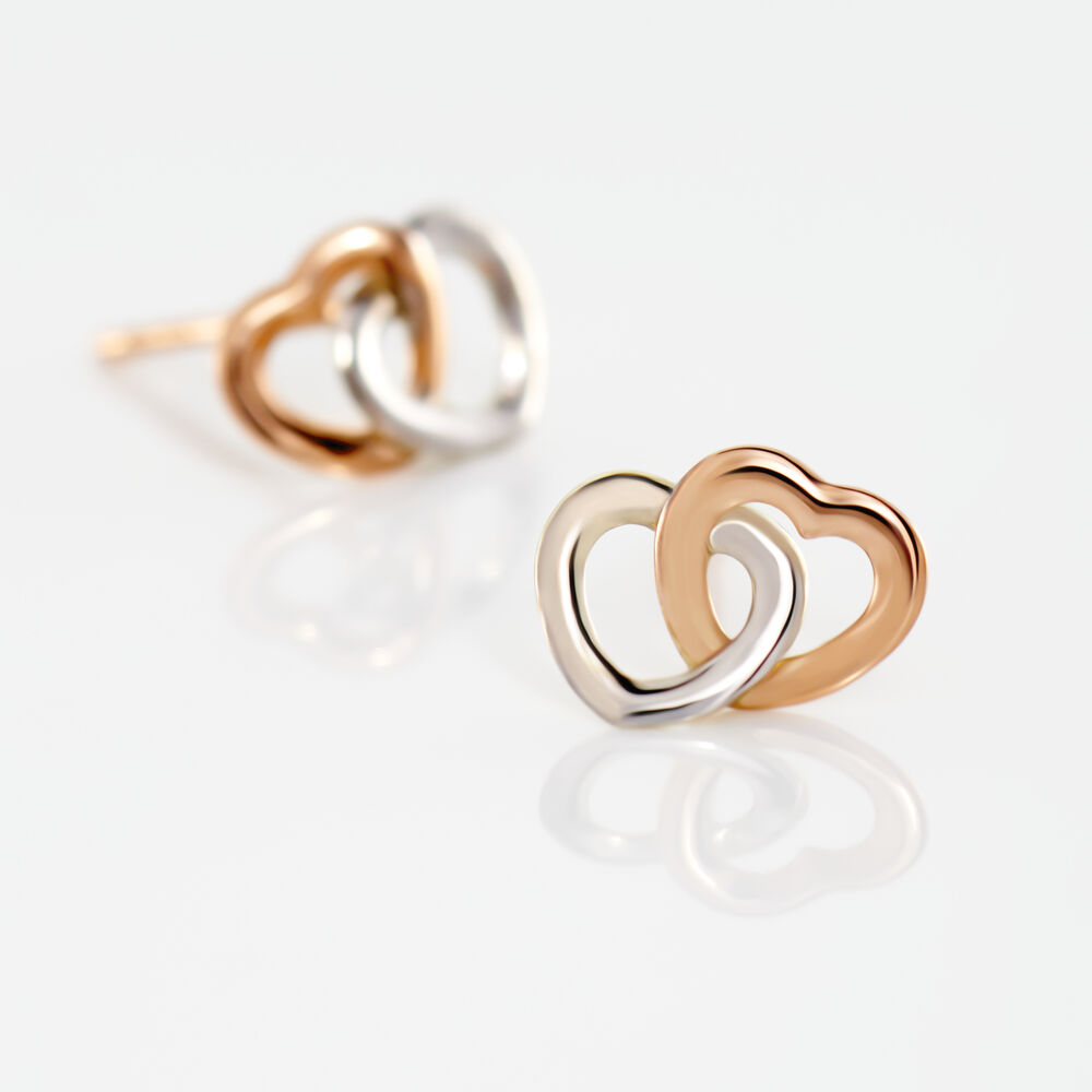 Boucles D'oreilles Puces Donna Coeurs Ajoures Or Rose - Puces Femme | Marc Orian