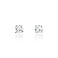 Boucles D'oreilles Puces Or Blanc Katherina Oxyde De Zirconium