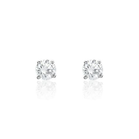 Boucles D'oreilles Puces Or Blanc Katherina Oxyde De Zirconium - Clous d'oreilles Femme | Marc Orian