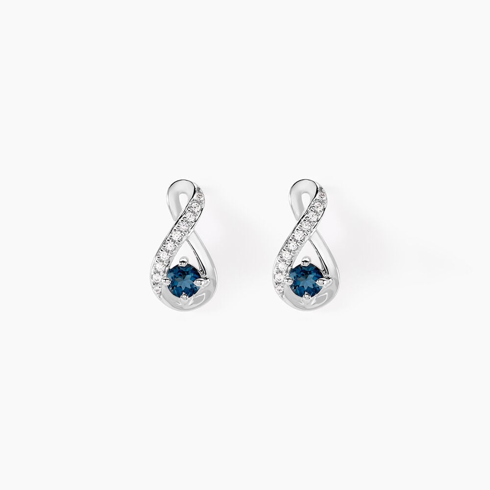 Boucles D'oreilles Puces Augusta Or Blanc Topaze Et Oxyde De Zirconium - Puces Femme | Marc Orian
