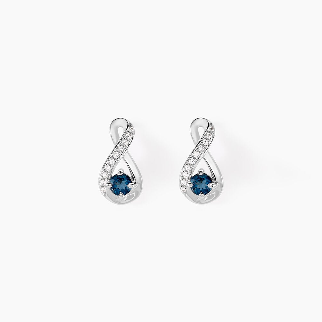 Boucles D'oreilles Puces Augusta Or Blanc Topaze Et Oxyde De Zirconium - Puces Femme | Marc Orian
