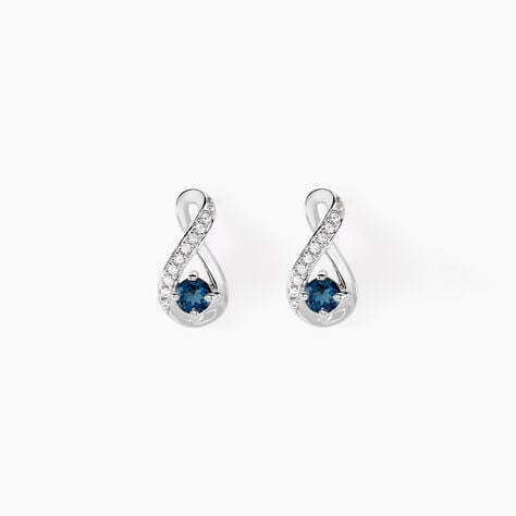 Boucles D'oreilles Puces Augusta Or Blanc Topaze Et Oxyde De Zirconium - Puces Femme | Marc Orian