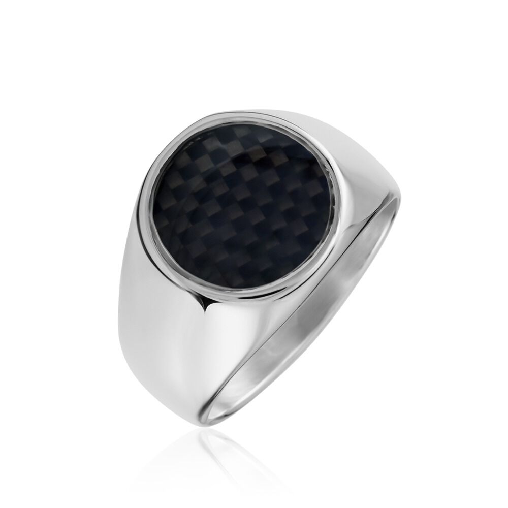 Bague Jourdan Homme Arecibo Acier Blanc Carbone - Bagues grosses Homme | Marc Orian