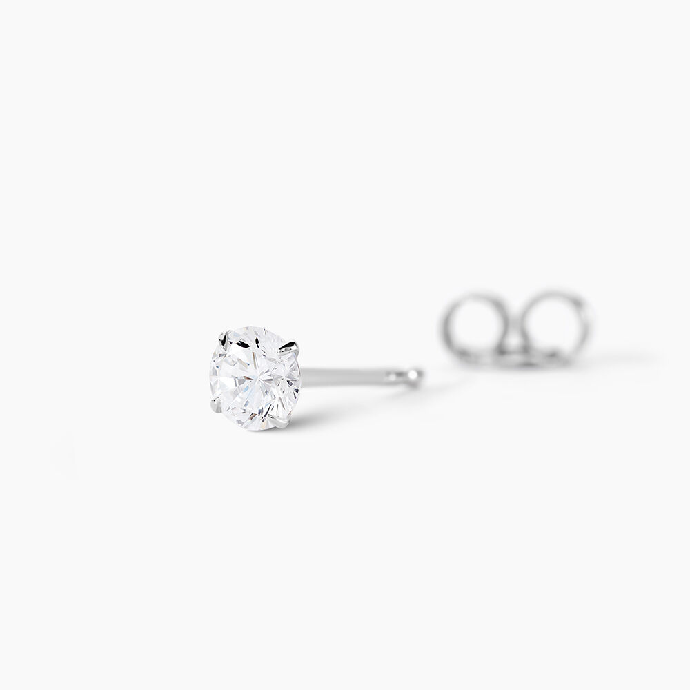 Boucle D'oreille Puce Unitaire Niels Argent Blanc Oxyde De Zirconium - Puces Homme | Marc Orian