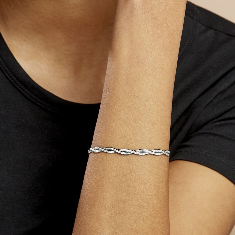 Bracelet Anaiz Argent Blanc - Bracelets mailles Femme | Marc Orian