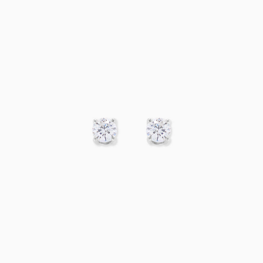 Boucles D'Oreilles Puces One Or Blanc Diamants - Boucles d'oreilles mariage Femme | Marc Orian