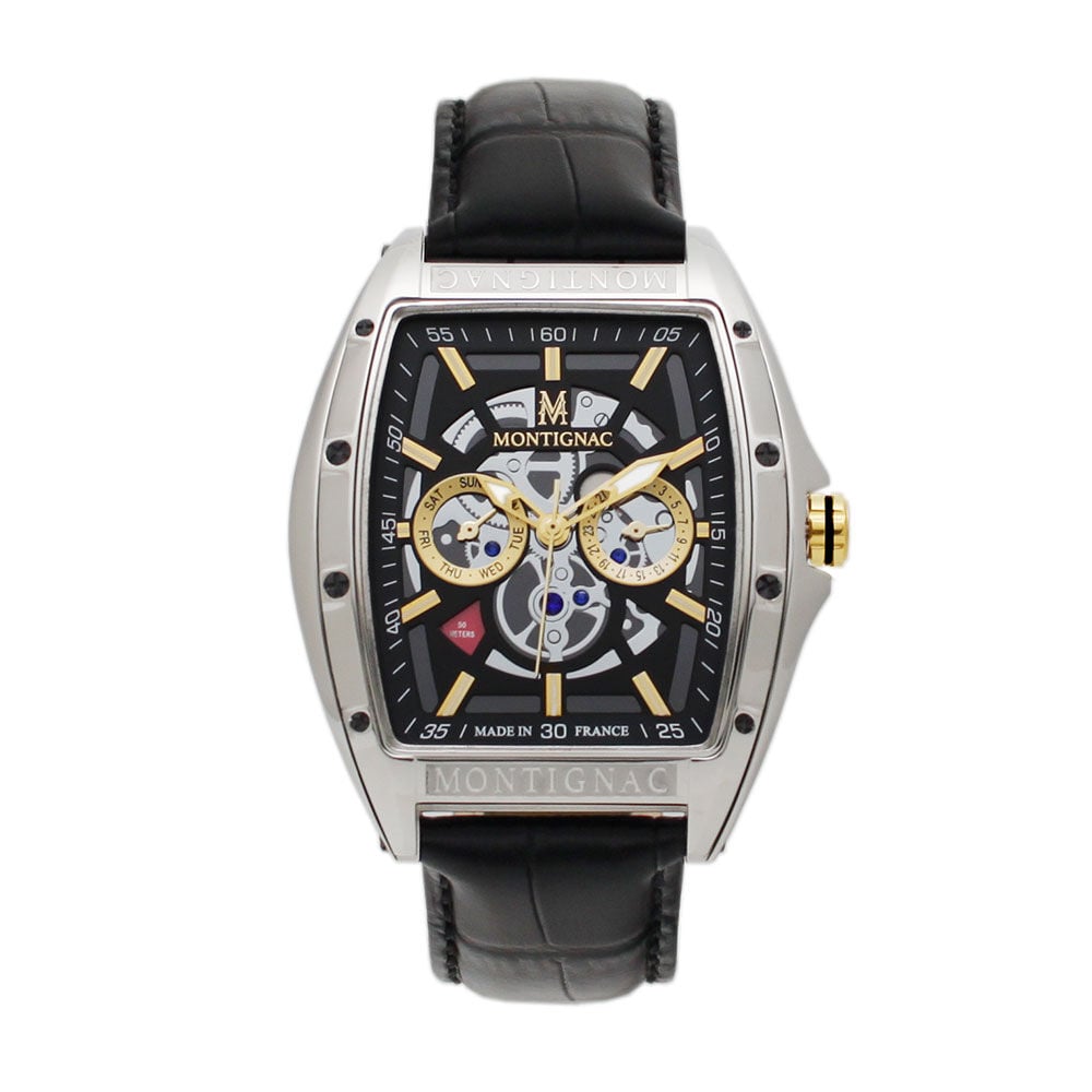 Montre Montignac Tonneau Noir - Montres étanches Homme | Marc Orian