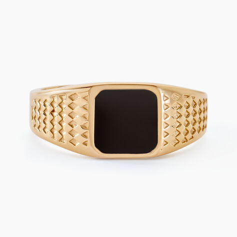 Chevalière Plaqué Or Jaune Ariston Email Noir - Chevalières Homme | Marc Orian