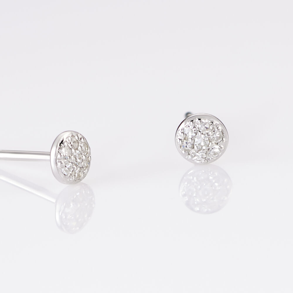Boucles D'oreilles Puces Teani Or Blanc Diamant - Puces Femme | Marc Orian