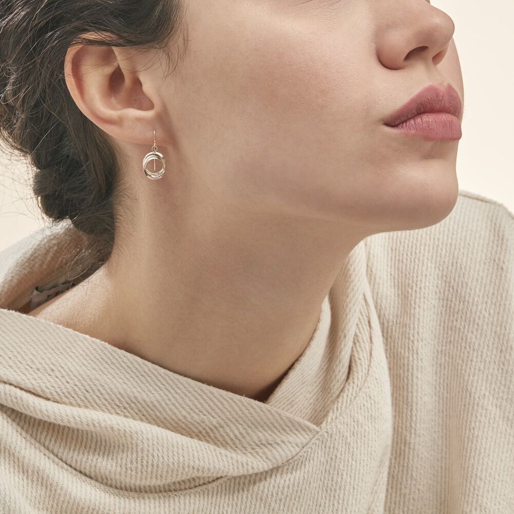 Boucles D'oreilles Pendantes Berangere Triple Cercles Or Tricolore - Pendantes Femme | Marc Orian