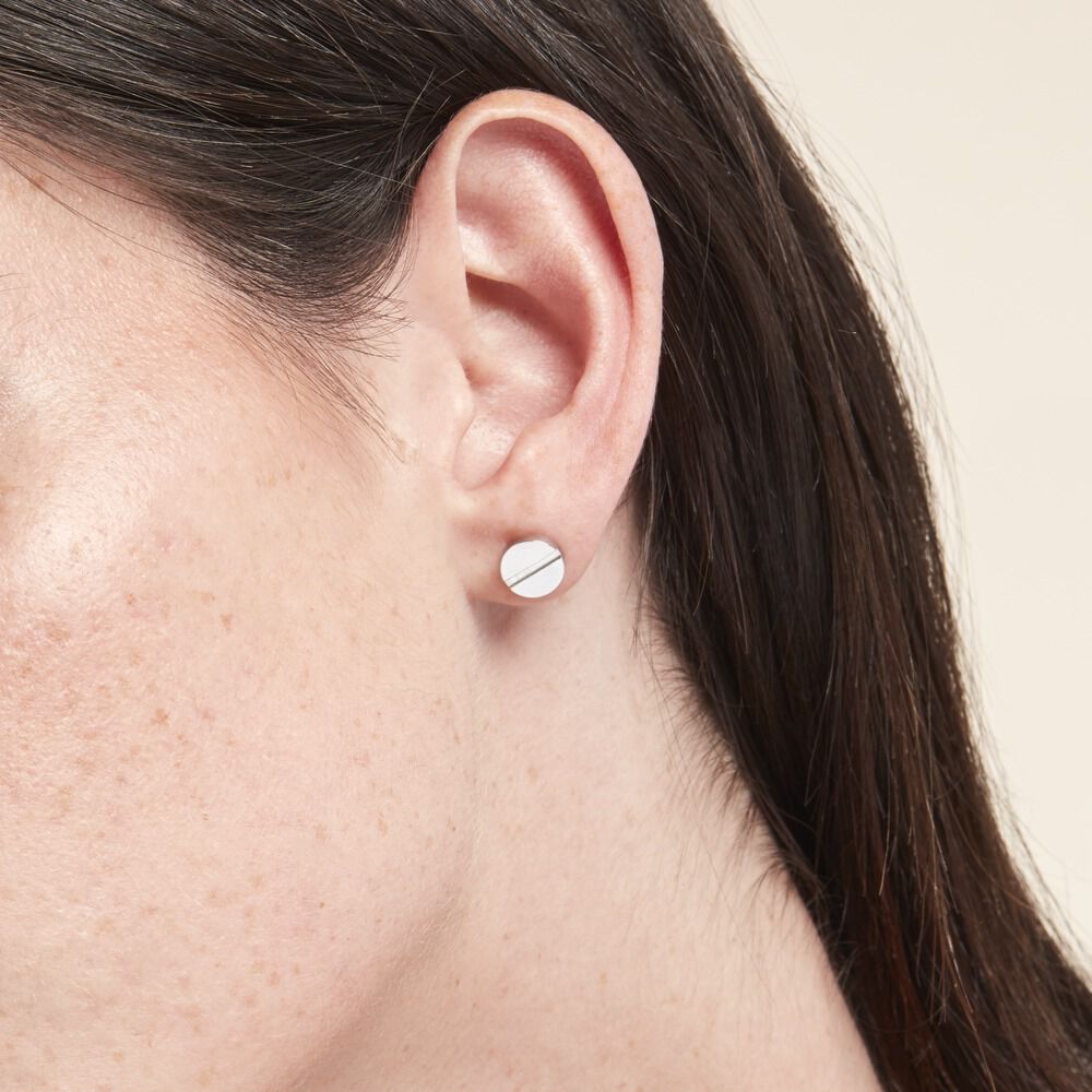 Boucle D'oreille Puce Unitaire Acier Blanc Naomh - Puces Femme | Marc Orian