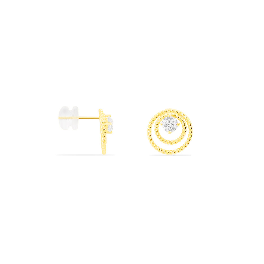 Boucles D'oreilles Puces Carlia Or Jaune Oxyde De Zirconium - Puces Femme | Marc Orian