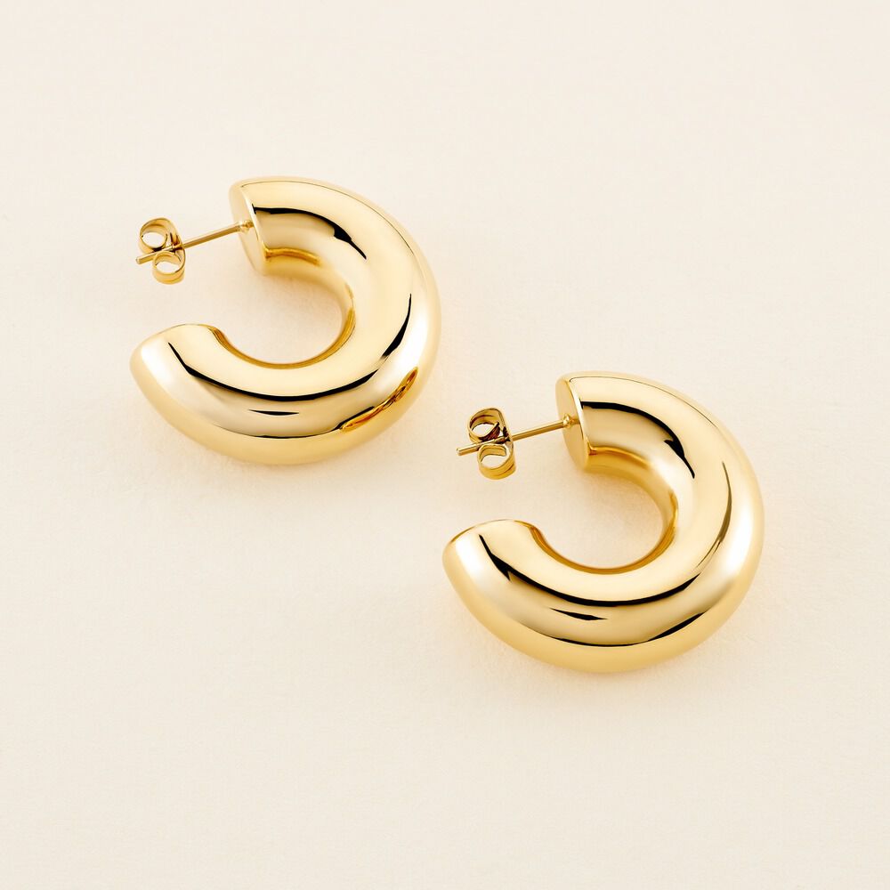 Cr&eacute;oles Letty Acier Jaune Sans Pierre - Cr&eacute;oles Femme | Marc Orian