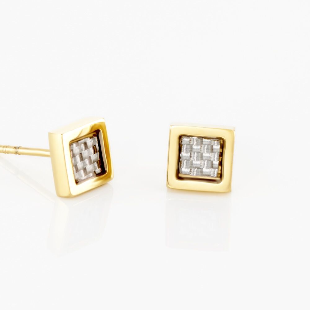 Boucles D'oreilles Puces Phebus Him Acier Doré Carbone - Puces Homme | Marc Orian