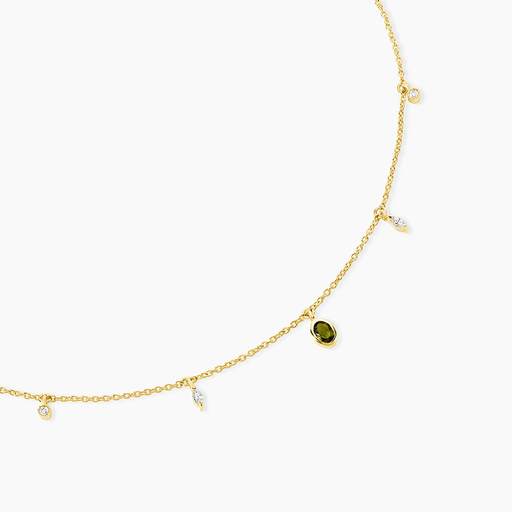 Collier Poem Argent Jaune P&eacute;ridot Oxyde De Zirconium - Colliers avec pierres Femme | Marc Orian