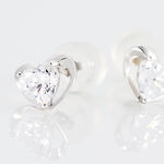 Boucles D'oreilles Puces Daria Coeur Plein Or Blanc Oxyde De Zirconium - Puces Femme | Marc Orian