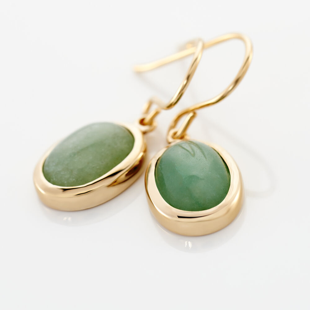 Boucles D'oreilles Pendantes Veina Plaqu&eacute; Or Jaune Aventurine - Pendantes Femme | Marc Orian