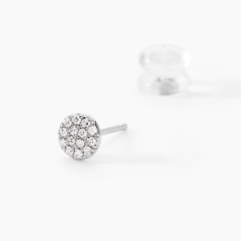 Boucles D'oreilles Puces Teani Or Blanc Diamant - Puces Femme | Marc Orian