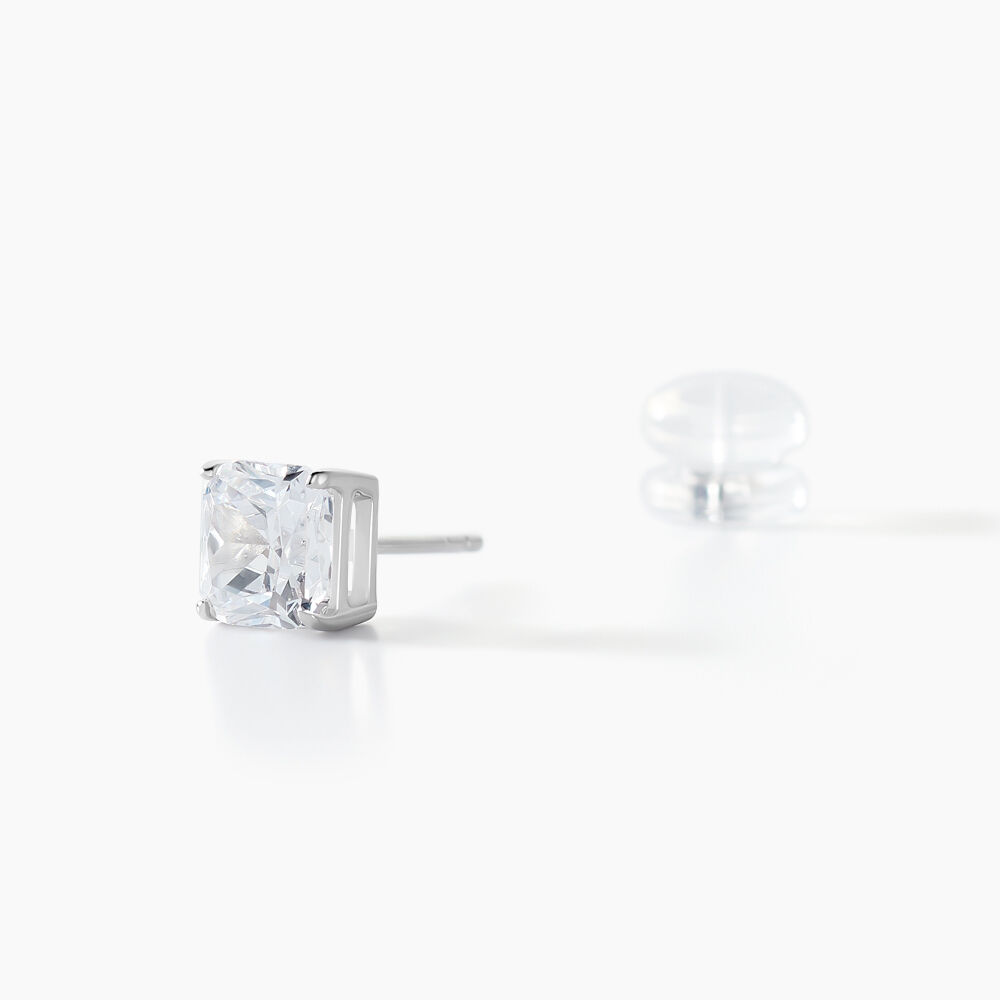 Boucles D'oreilles Puces Doreen Carre Or Blanc Oxyde De Zirconium - Puces Femme | Marc Orian