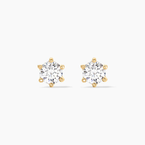 Boucles D'oreilles Puces Yléna Plaqué Or Jaune Oxyde De Zirconium - Puces Femme | Marc Orian